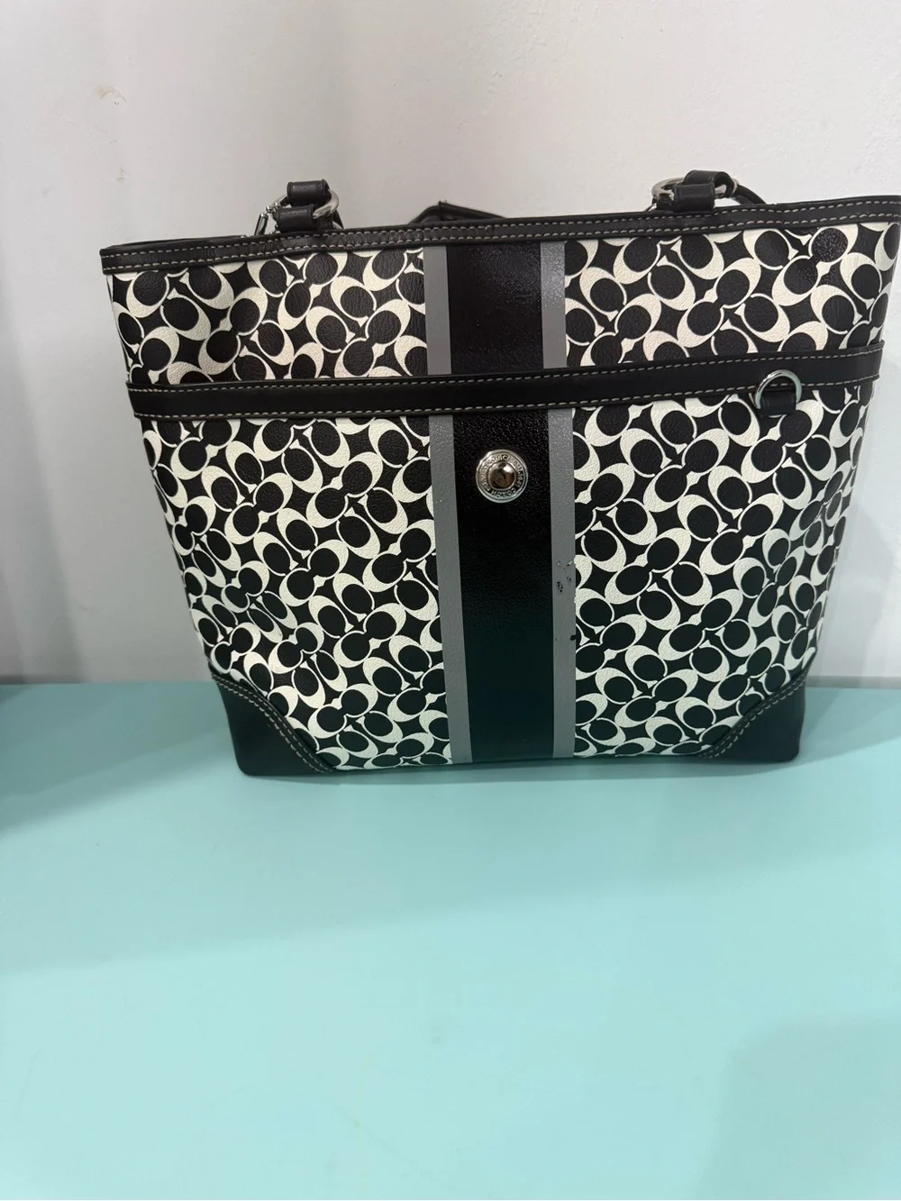 Signature Pattern Black & White Tote Bag